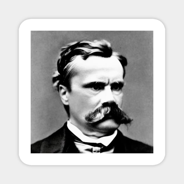 Friedrich Nietzsche Black and White Magnet by Disputatious