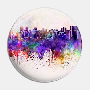 Chengdu skyline in watercolor background Pin