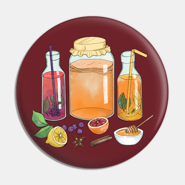 Kombucha Tea Pin by Mako Design 