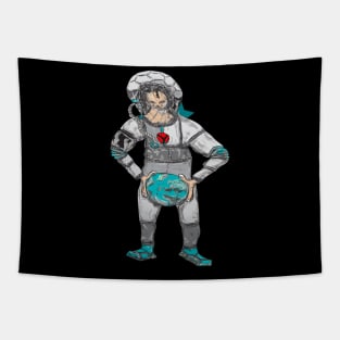 Astronaut with earth in hands Tapestry