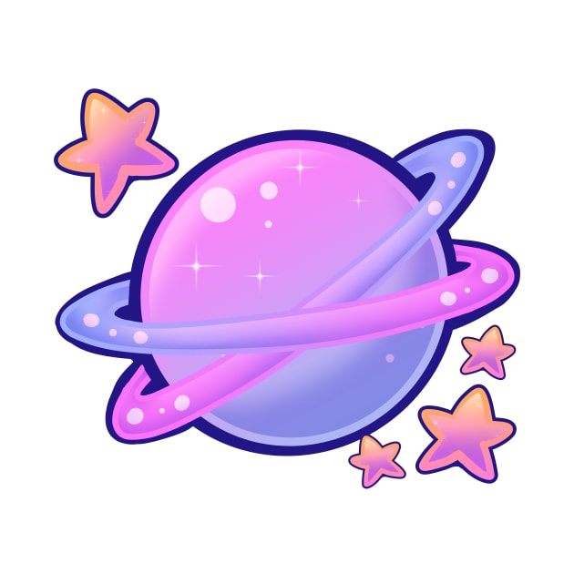 Pink and Purple Planets and Stars by Eren