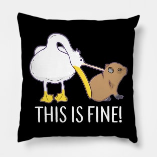This is fine Meme funny Capybara dog Pelican Nihilism Pillow