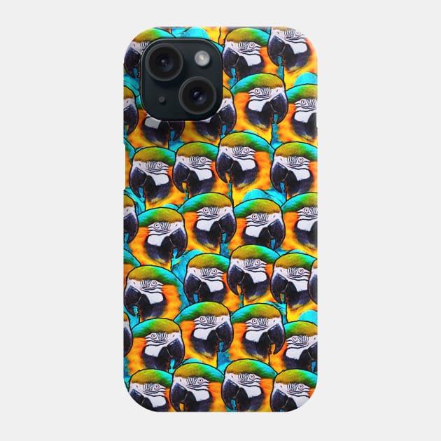 Blue and Yellow Exotic Macaw Parrot Bird Pattern Phone Case by BirdNerd