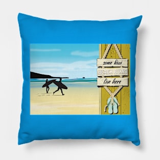 Some Kiwi Beach Bums Live Here - landscape Pillow