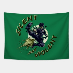 Silent But Violent - Funny Farting Ninja Tapestry