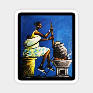 African Woman Preparing Food, Black History Artwork Magnet