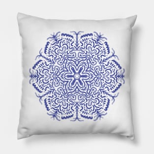 Blue Hand drawn Mandala Pillow