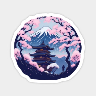 Cherry Blossoms Around Mt. Fuji Magnet