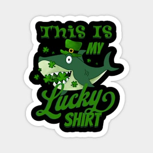 St Patrick's Day Shark Shamrock Lucky Shirt Magnet