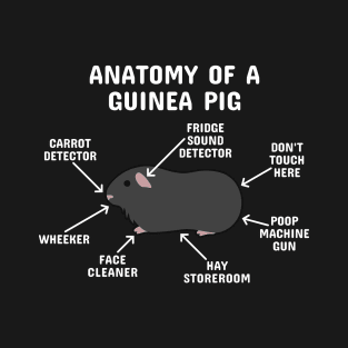 Anatomy of a Guinea Pig: Black (White Text) T-Shirt