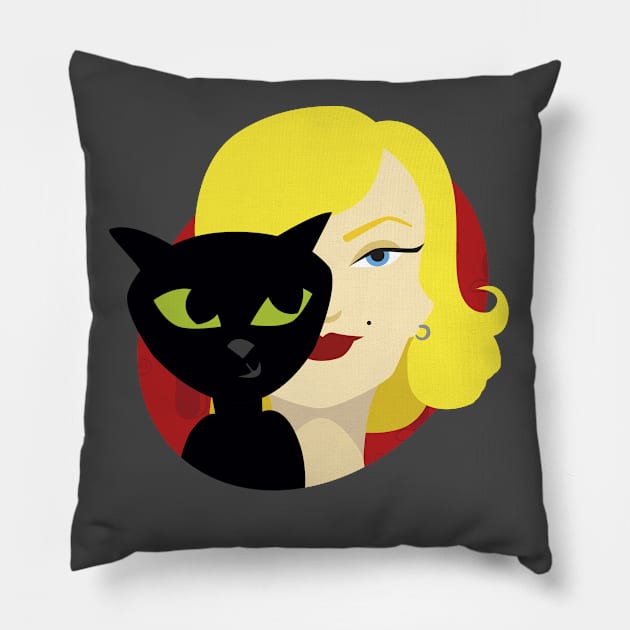 Cat lady Marylin Pillow by Bleckim