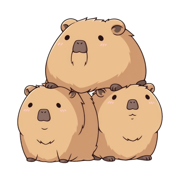 3 Capybara hanging out by SundayDonuts