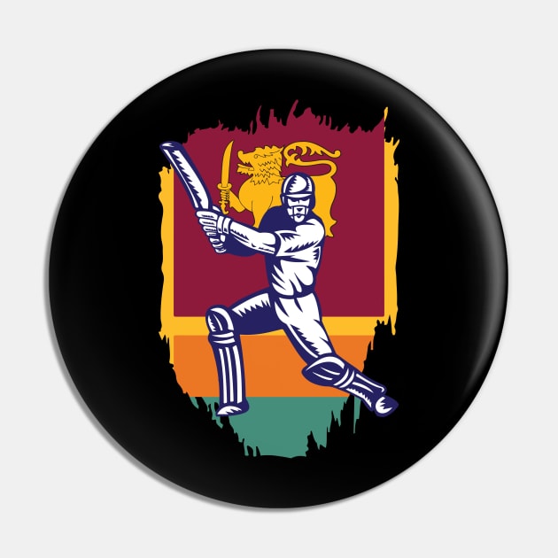 Sri Lanka Cricket Player Batsman Design Pin by alltheprints