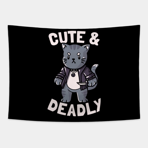 Cute & Deadly Evil Cat Gift Tapestry by eduely