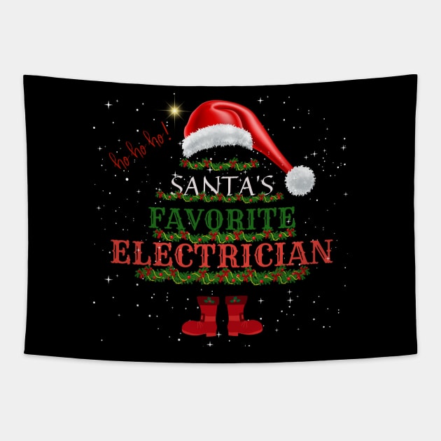 Santa's Favorite Electrician Christmas Gift Tapestry by Positive Designer