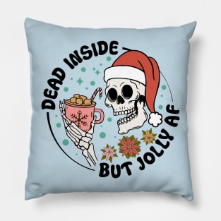 Spooky Christmas, Jingle Bell Rockin' Dead Inside Christmas Skeleton Dark Humor Pillow