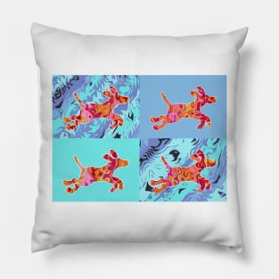 Psychadelic Colors Dog Pattern Pillow