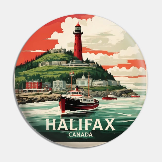 Halifax Nova Scotia Canada Vintage Poster Tourism Pin by TravelersGems