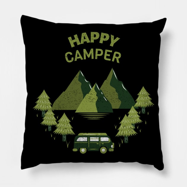 Happy Camper Pillow by Creastore