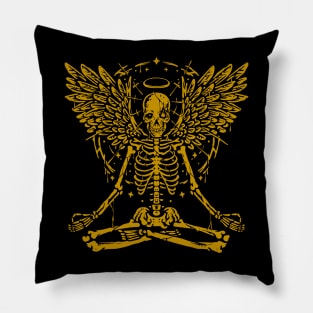 Skeleton Yoga Gold Pillow