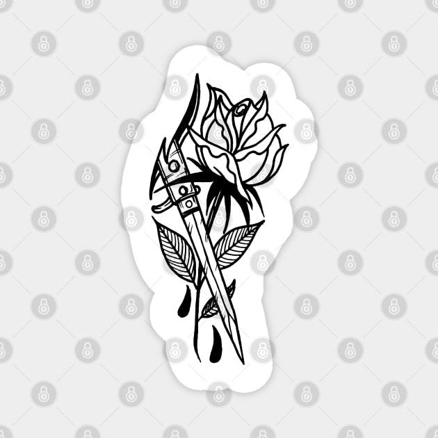 Rose and Knife Tattoo Magnet by btcillustration