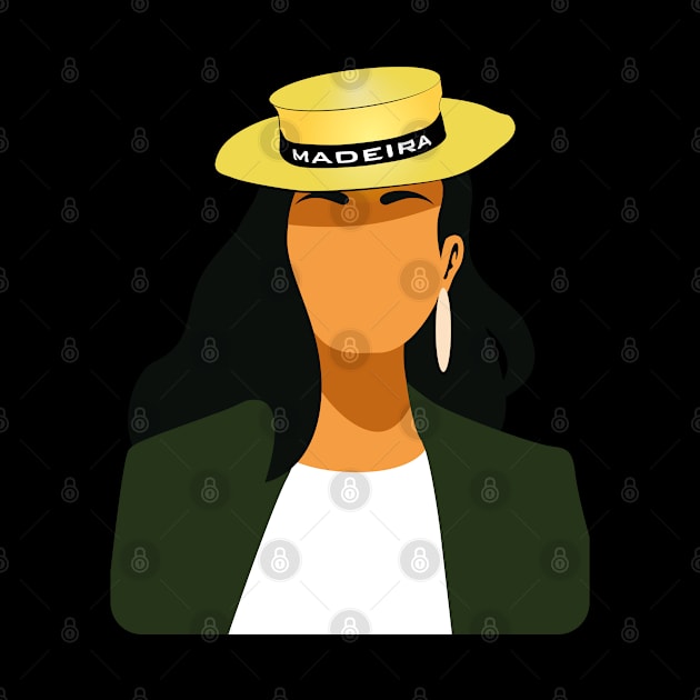 Madeira Island female no face illustration using the traditional straw hat by Donaby