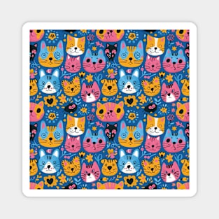 Whimsical Animal Faces Pattern Magnet