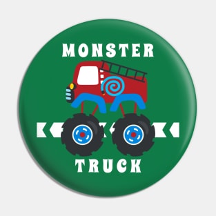 Vector illustration of monster truck with cartoon style. Pin