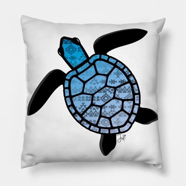 tropical turtle with aztec design Pillow by JDP Designs