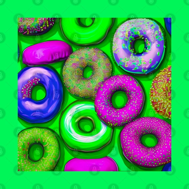 Colorful Donuts Green by BlakCircleGirl