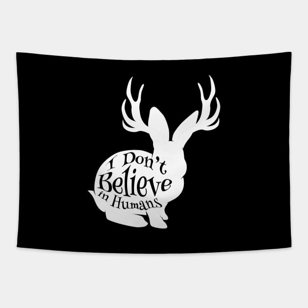 I Don't Believe in Humans - Jackalope  (Dark Colors) Tapestry by NerdWordApparel