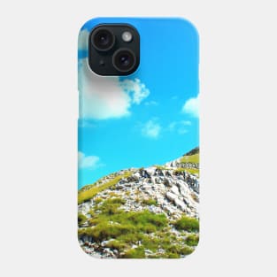 View from Sassotetto at a Sibillini slope with rocks and vegetation under the sky Phone Case