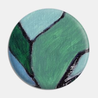 Cobalt Blue Navy Green Abstract Art Pin