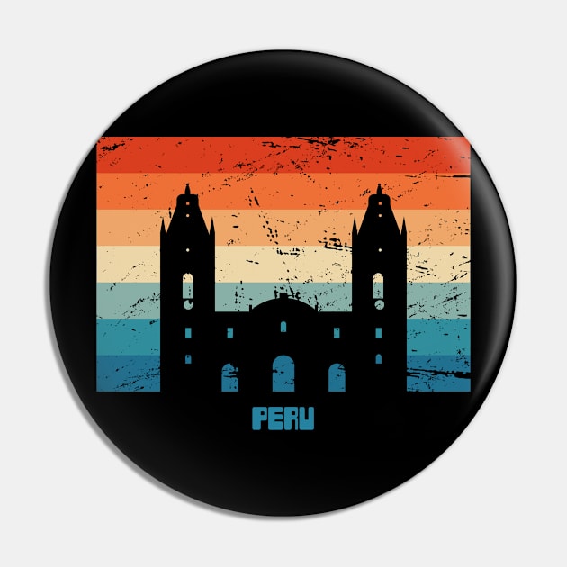 Retro Peruvian Peru Cathedral Pin by MeatMan