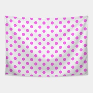 Pink Polka Dots Pattern on White Background Tapestry