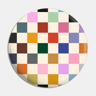 Multi Colour Checkerboard Squares Pin