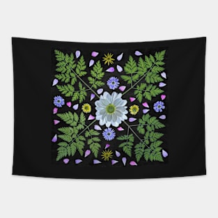 Flower and Leaf Collage Tapestry