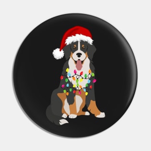 Bernese Holiday Christmas Light - Funny Bernese Mountain Dog Lights Christmas in Santa Hat Holiday Santa Pin