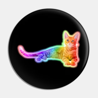 Neon Rainbow Glowing Kitten Pin