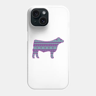 Cattle Ranch Show Steer with Southwest Pattern Phone Case