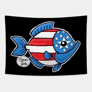 American flag fish gift for special USA holidays Tapestry