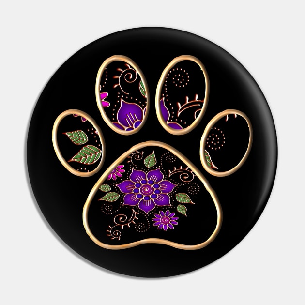 Paw With Gold Floral Background Pin by m2inspiration