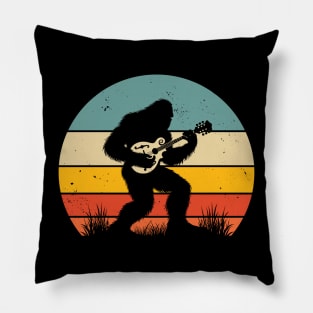 Bigfoot Sasquatch Playing Mandolin Vintage Music Lover Pillow