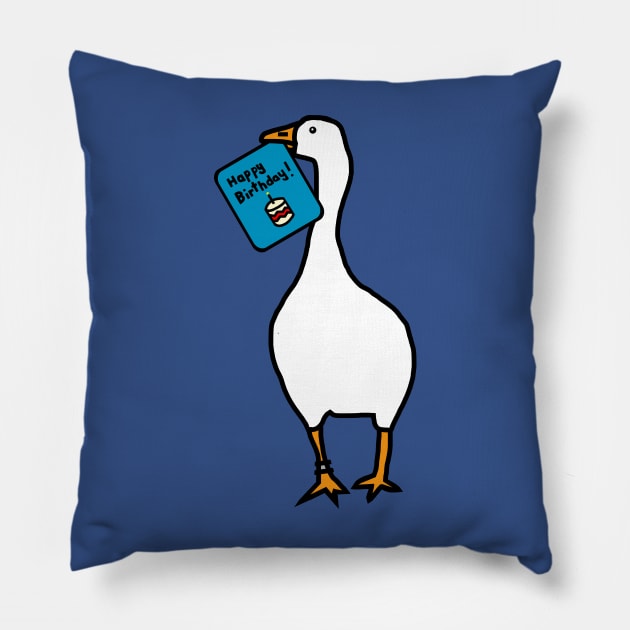 Happy Birthday Gaming Goose Cute Animals Design Pillow by ellenhenryart