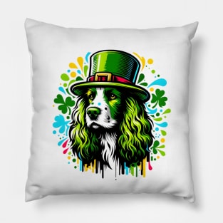 Irish Water Spaniel Enjoys Saint Patrick's Day Pillow