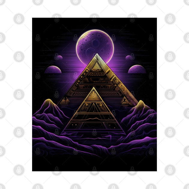 Golden Pyramids Under Purple Moons by TooplesArt
