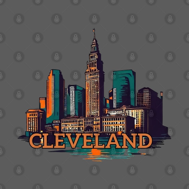 Cleveland cityscape by TomFrontierArt