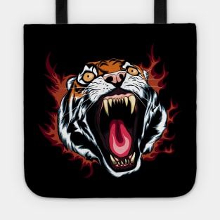 Angry Roaring Tiger Face Tote