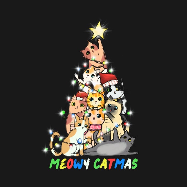 Meowy Catmas Cat Christmas Tree by Teewyld