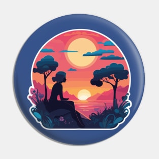 sunset  heart Pin